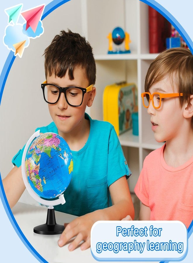 Henoyso 6 Pcs World Globe for Kids 3.4'' Educational Mini Desk Decorative Earth Globes with White Stand Learning Rotating World Map for Adults Classroom Geography Table Decor - Image 5
